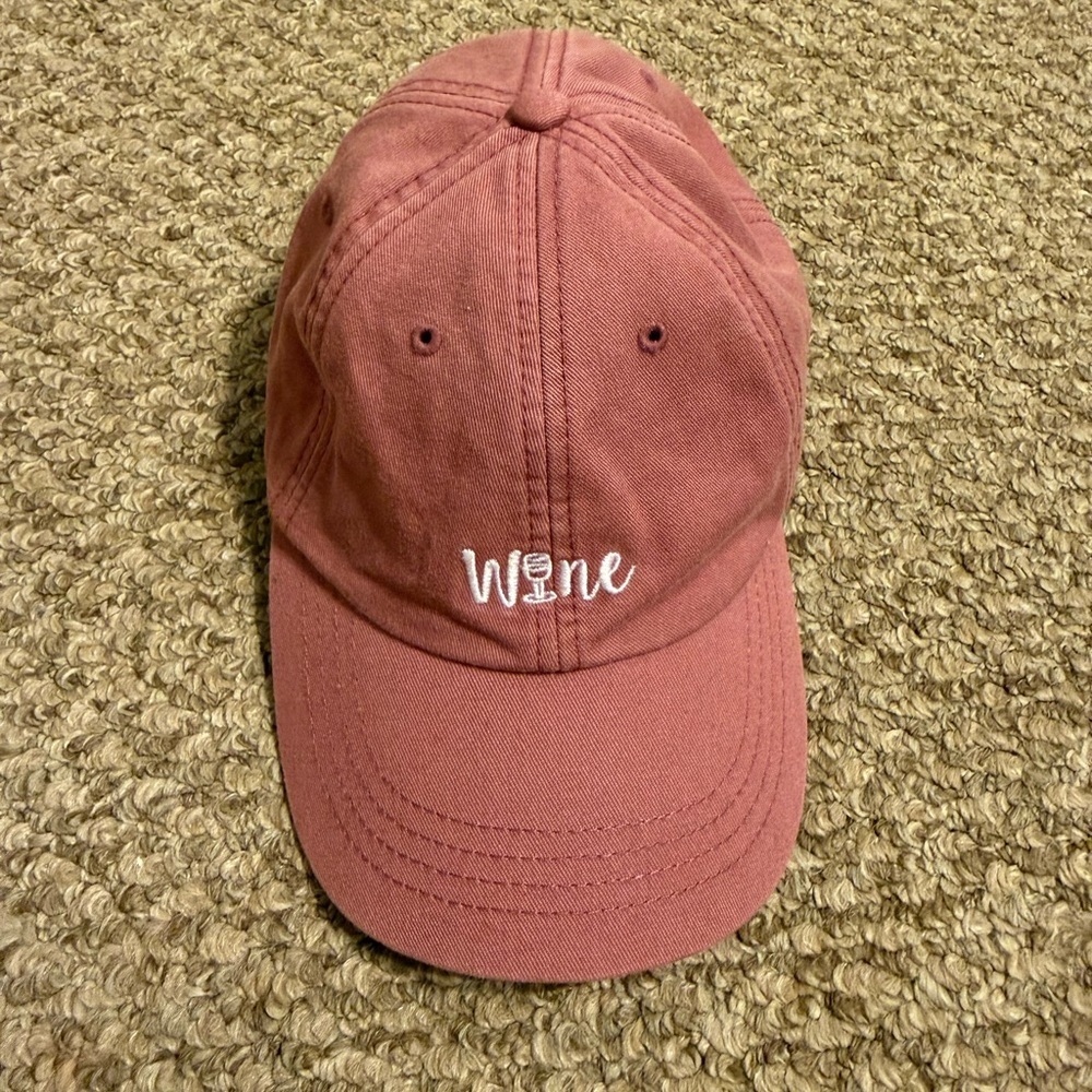 Rose Colored “Wine” Embroidered Baseball Cap With Wine Graphic State of Mine